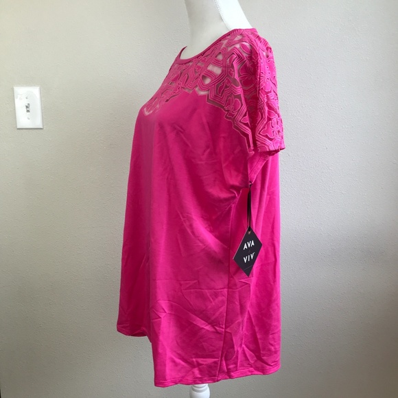 ⛔️Ava & Viv Burnout Front Yoke Short Sleeve Top - Picture 5 of 8